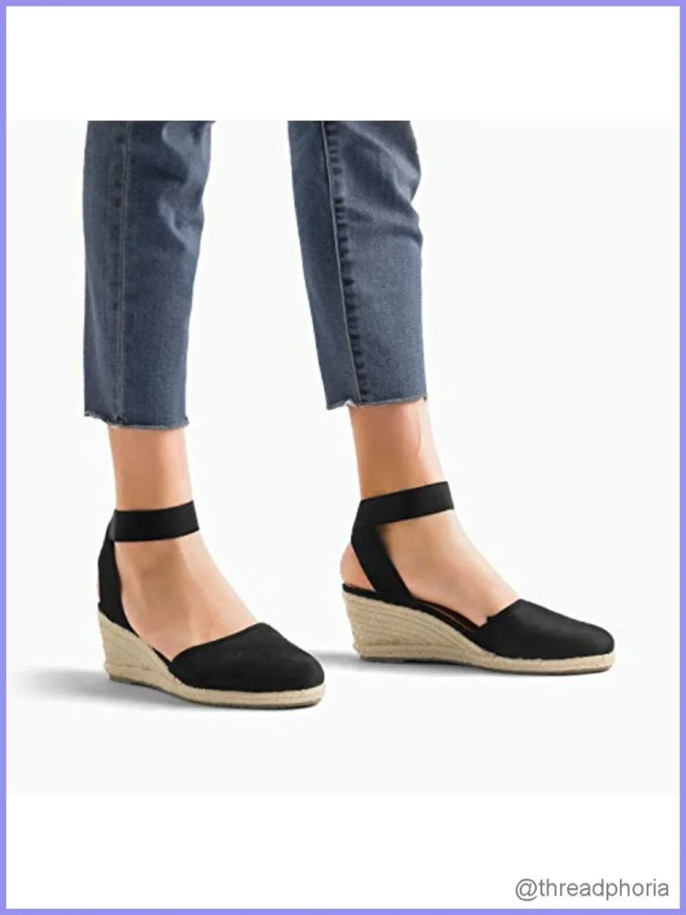 Elastic Ankle Strap Espadrilles Wedge Sandals